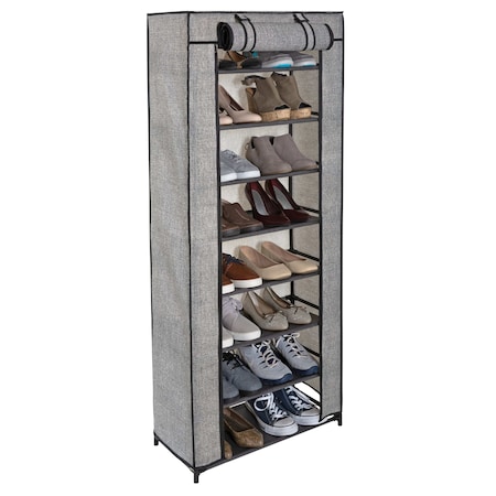 Simplify 8 Tier Shoe Organizer with Cover 4123-BLACKFEJ